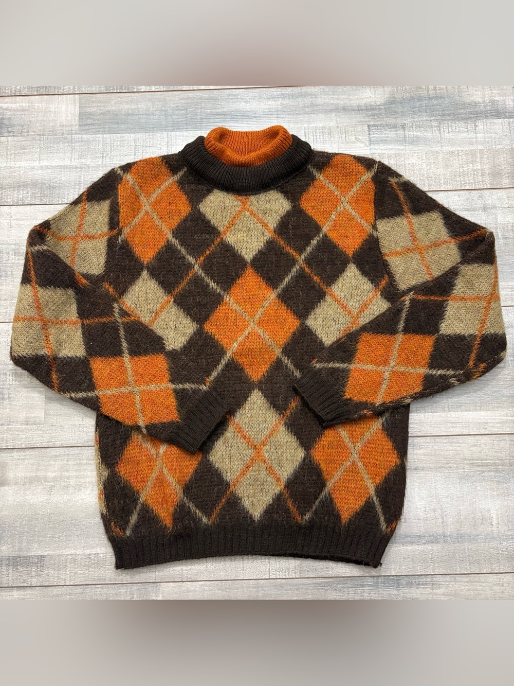 Vtg 60s Brentwood Mirapaca Wool Alpaca Turtleneck Sweater Kurt Cobain USA Shaggy